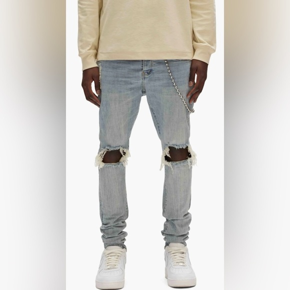 Purple Brand Jeans. Dropped Fit Mid Rise Slim Leg. Style P002. Distressed. - Picture 1 of 11